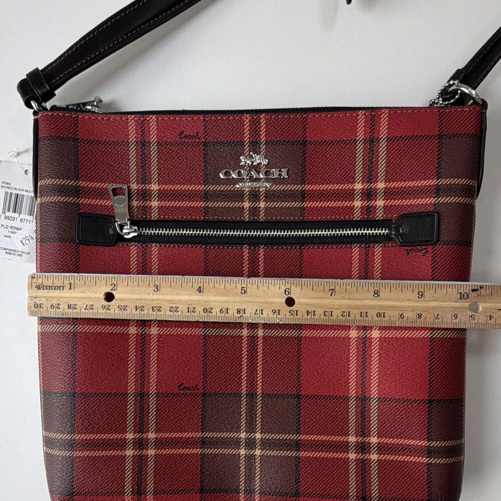 NWT Coach Rowan File Bag With Tartan Plaid Print CC924 Shoulder Women's Purse - Picture 3 of 9